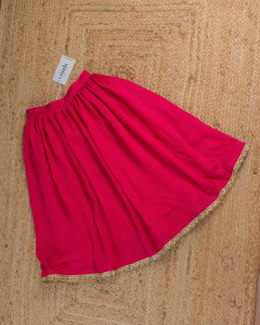 Gulabi Chanderi Kids Skirt