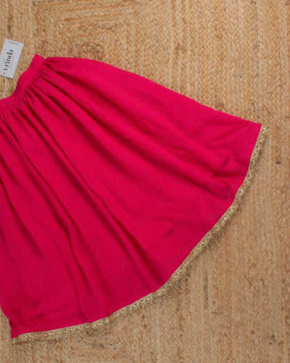 Gulabi Chanderi Kids Skirt
