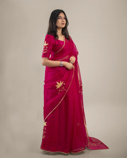 Gulabi Padma Zari Saree