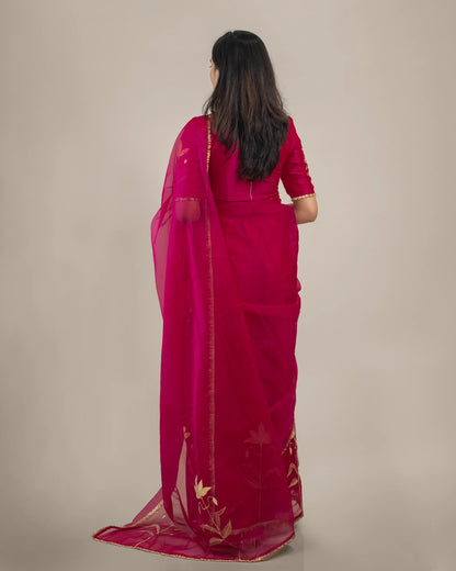 Gulabi Padma Zari Saree