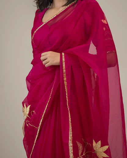 Gulabi Padma Zari Saree
