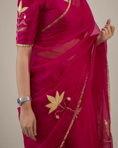 Gulabi Padma Zari Saree