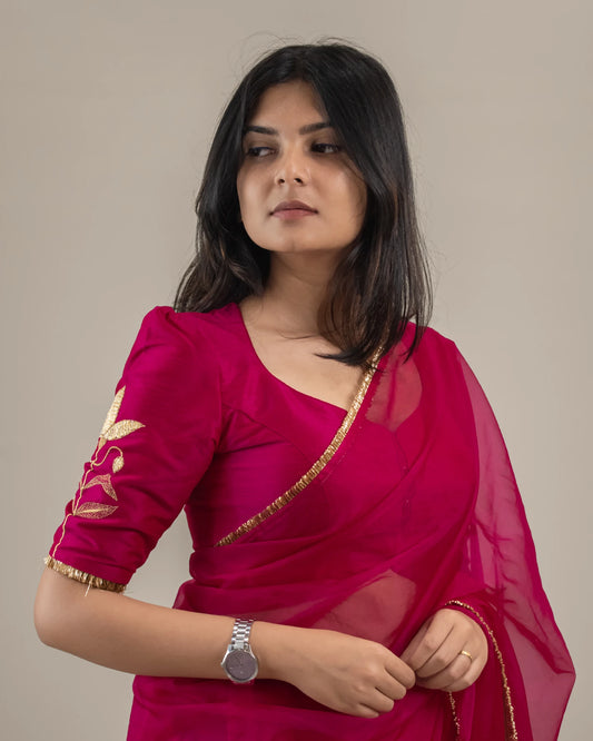 Gulabi Padma Zari Saree