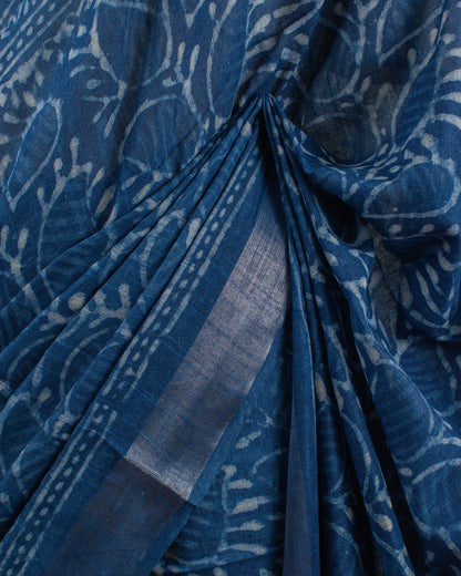 Indigo Jaal Linen Saree