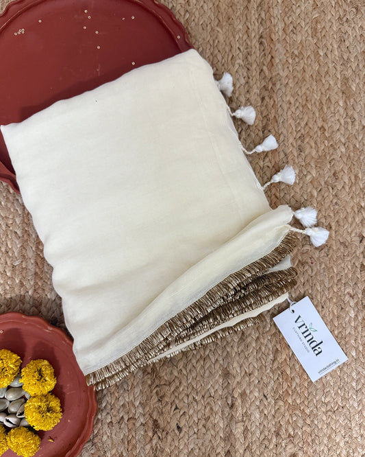Jhalar Gotta Ivory Saree