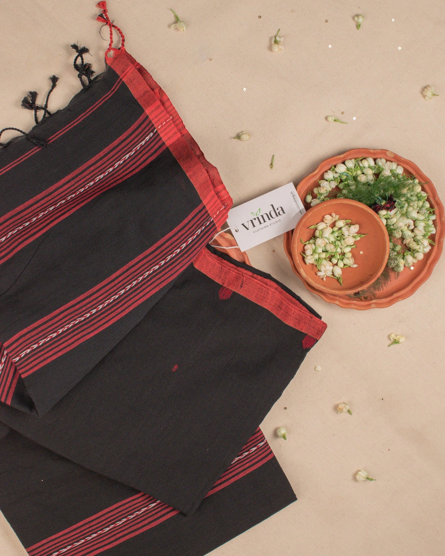 Jamdani Black Stripes Saree