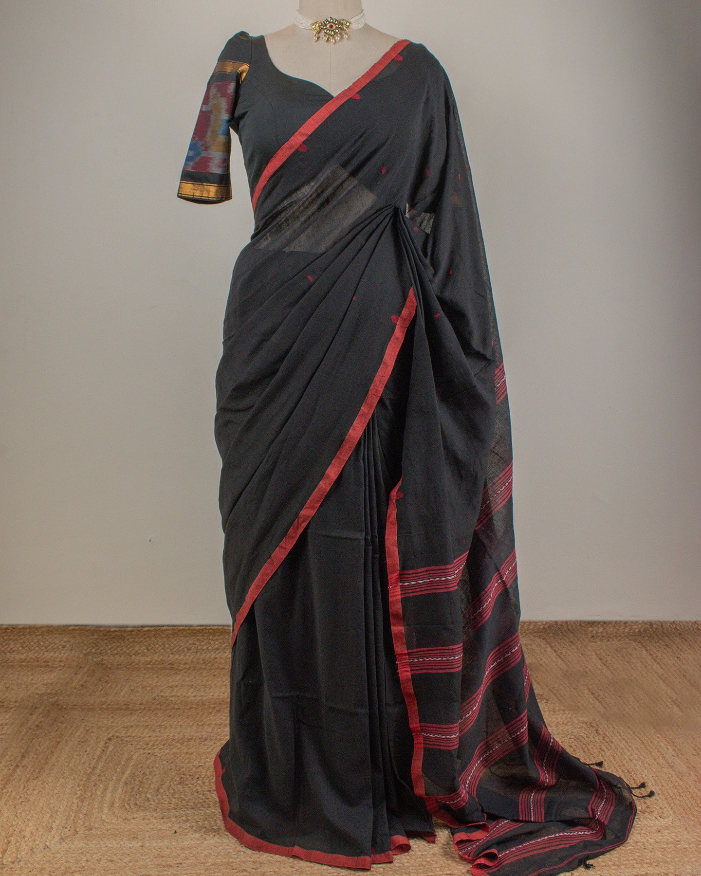 Jamdani Black Stripes Saree