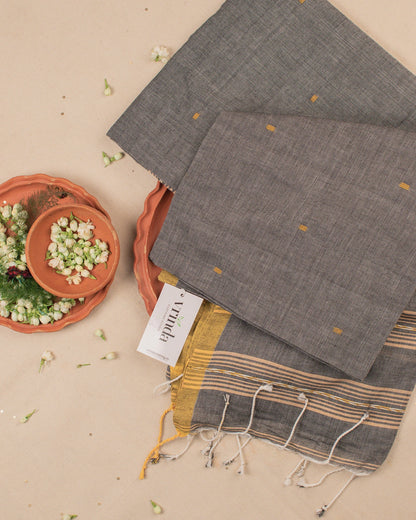 Jamdani Grey Stripes Saree