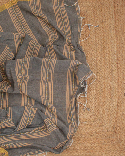 Jamdani Grey Stripes Saree