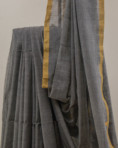 Jamdani Grey Stripes Saree