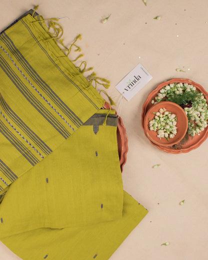 Jamdani Mustard Stripes Saree