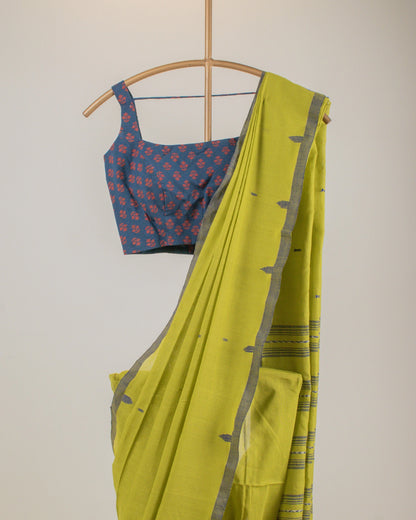 Jamdani Mustard Stripes Saree