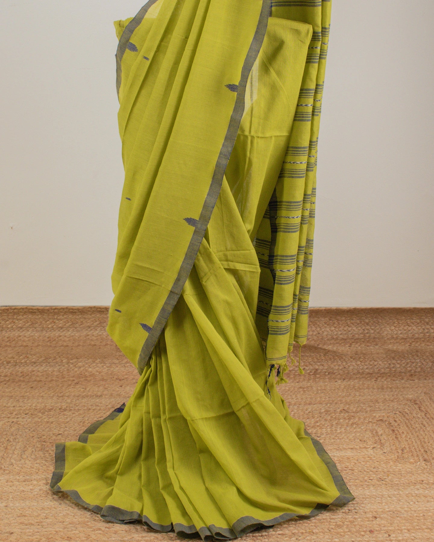 Jamdani Mustard Stripes Saree