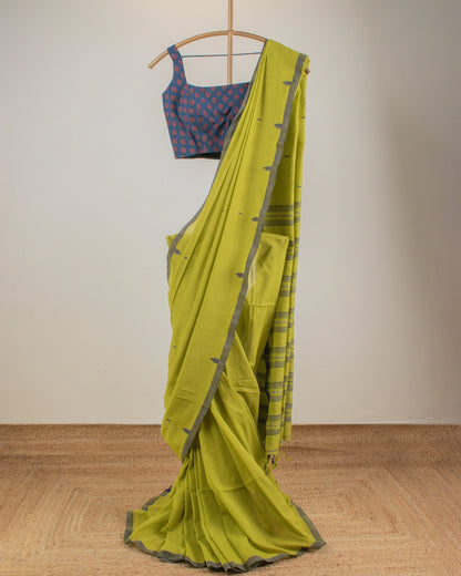 Jamdani Mustard Stripes Saree