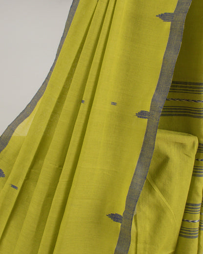 Jamdani Mustard Stripes Saree