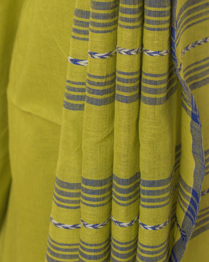Jamdani Mustard Stripes Saree