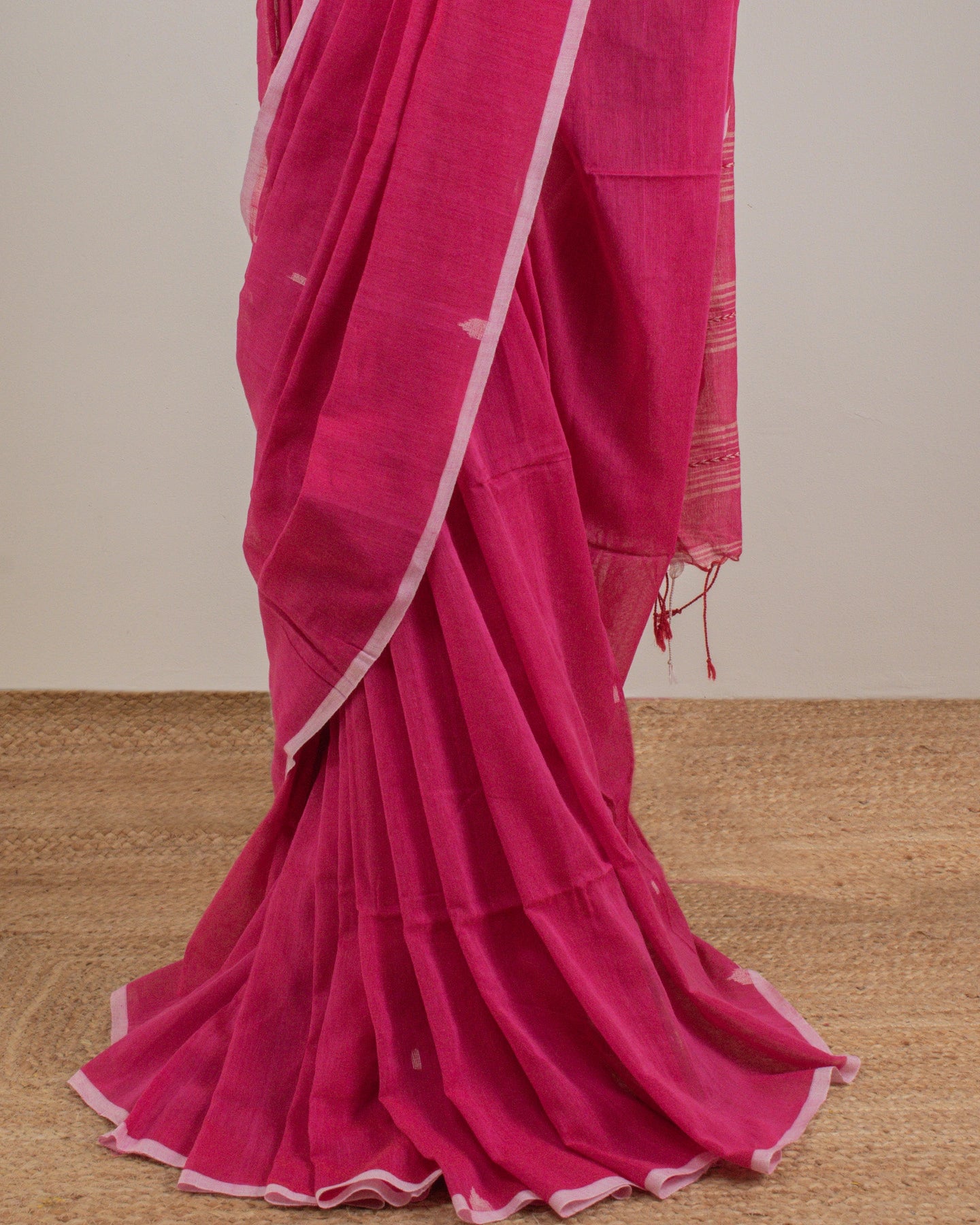 Jamdani Pink Stripes Saree