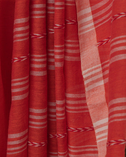 Jamdani Red Stripes Saree