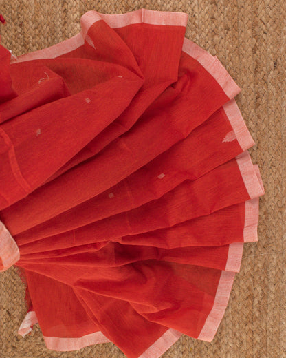 Jamdani Red Stripes Saree