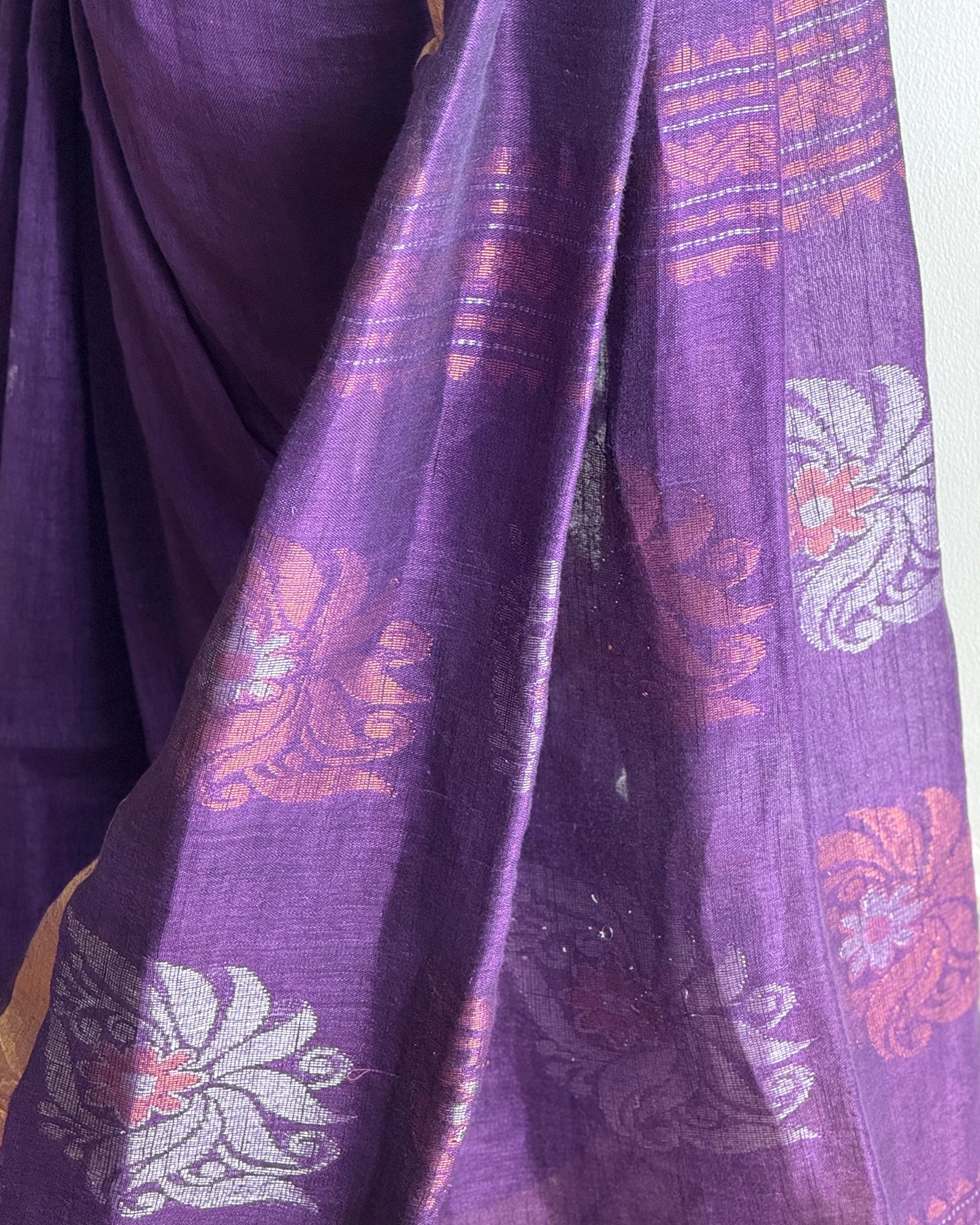 Kadambari Purple Handwoven Linen Saree