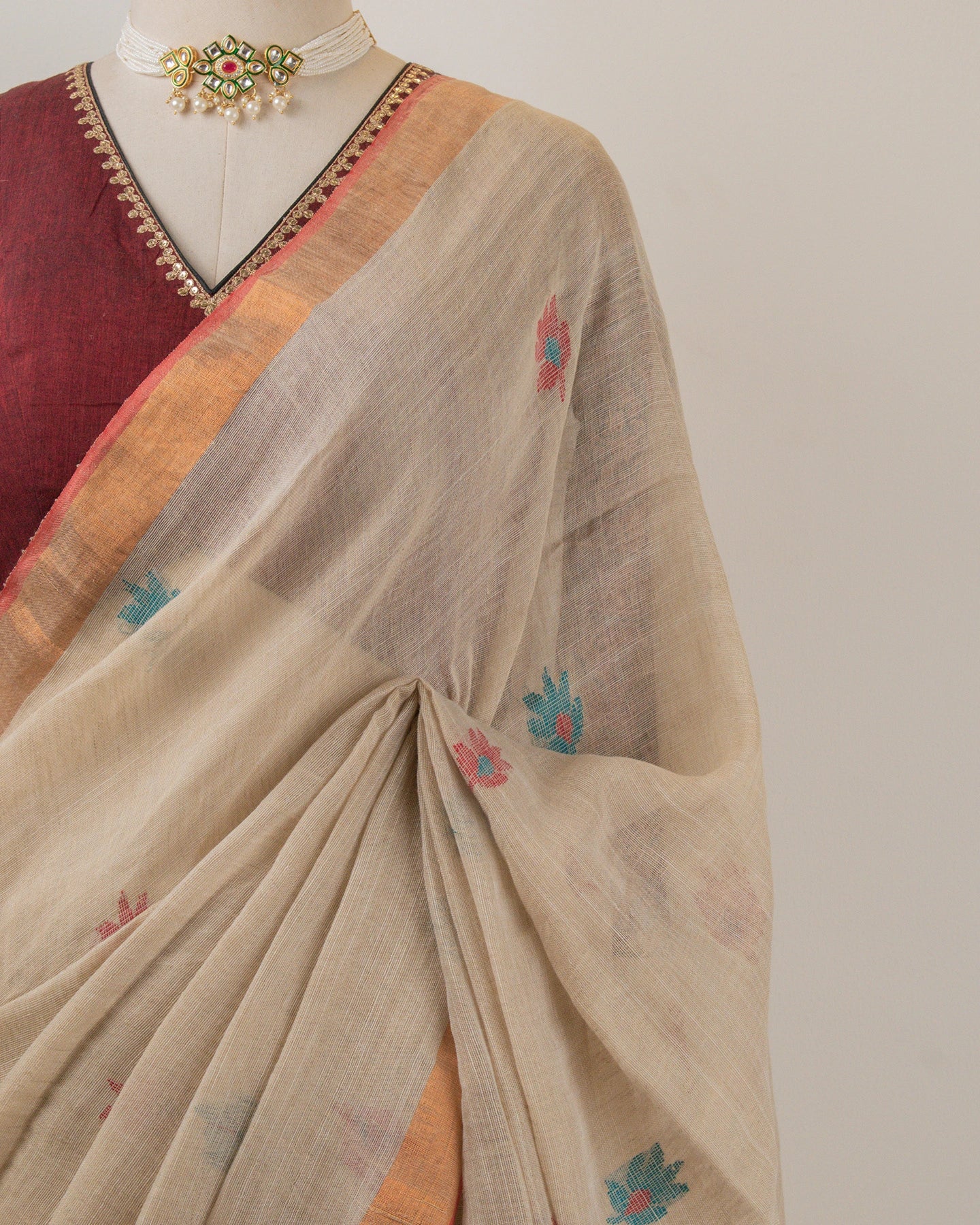Kadambari Sandalwood Handwoven Linen Saree