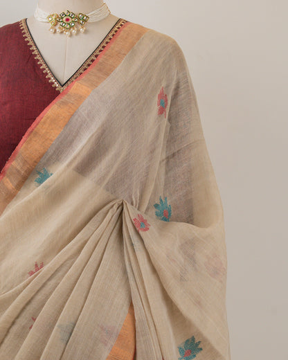 Kadambari Sandalwood Handwoven Linen Saree