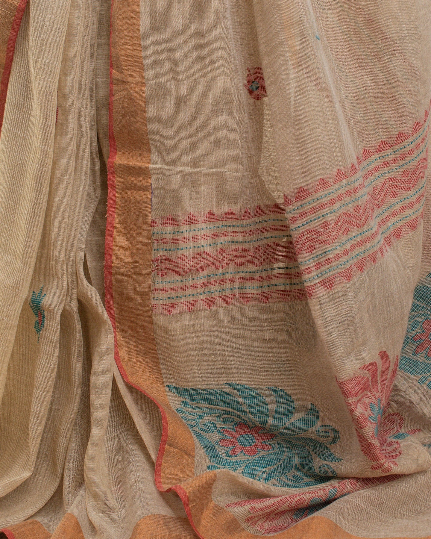 Kadambari Sandalwood Handwoven Linen Saree