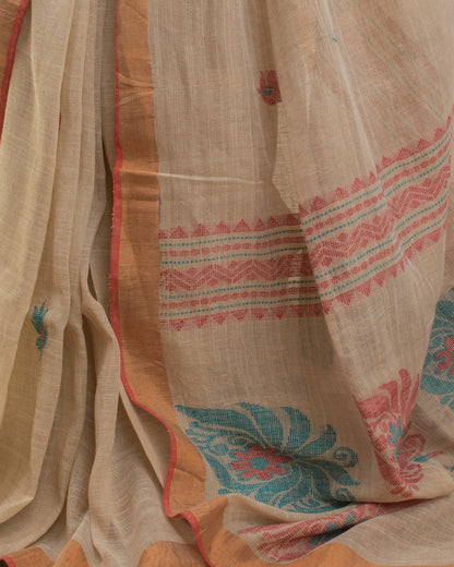 Kadambari Sandalwood Handwoven Linen Saree