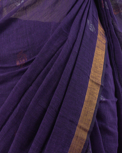 Kadambari Violet Handwoven Linen Saree