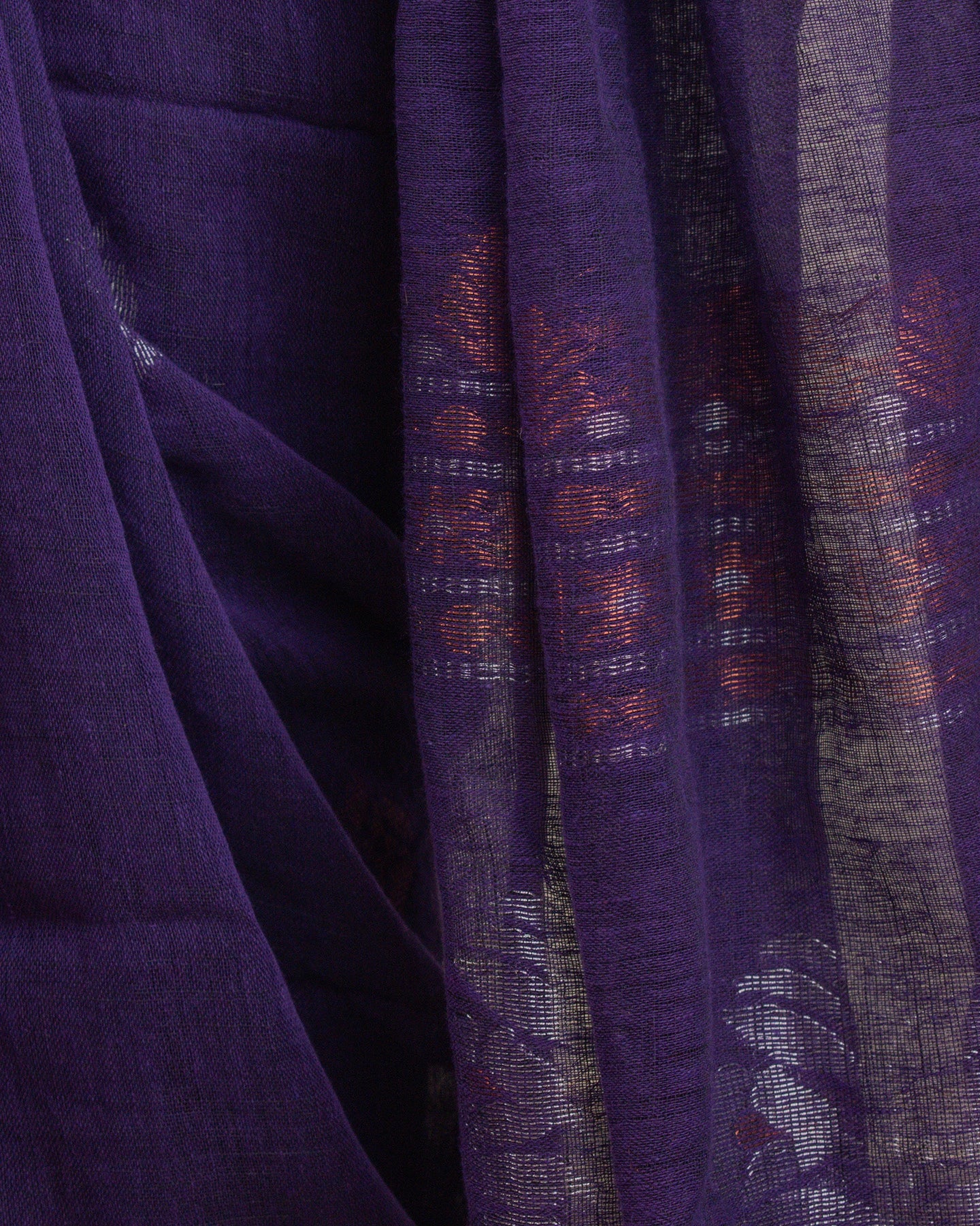 Kadambari Violet Handwoven Linen Saree