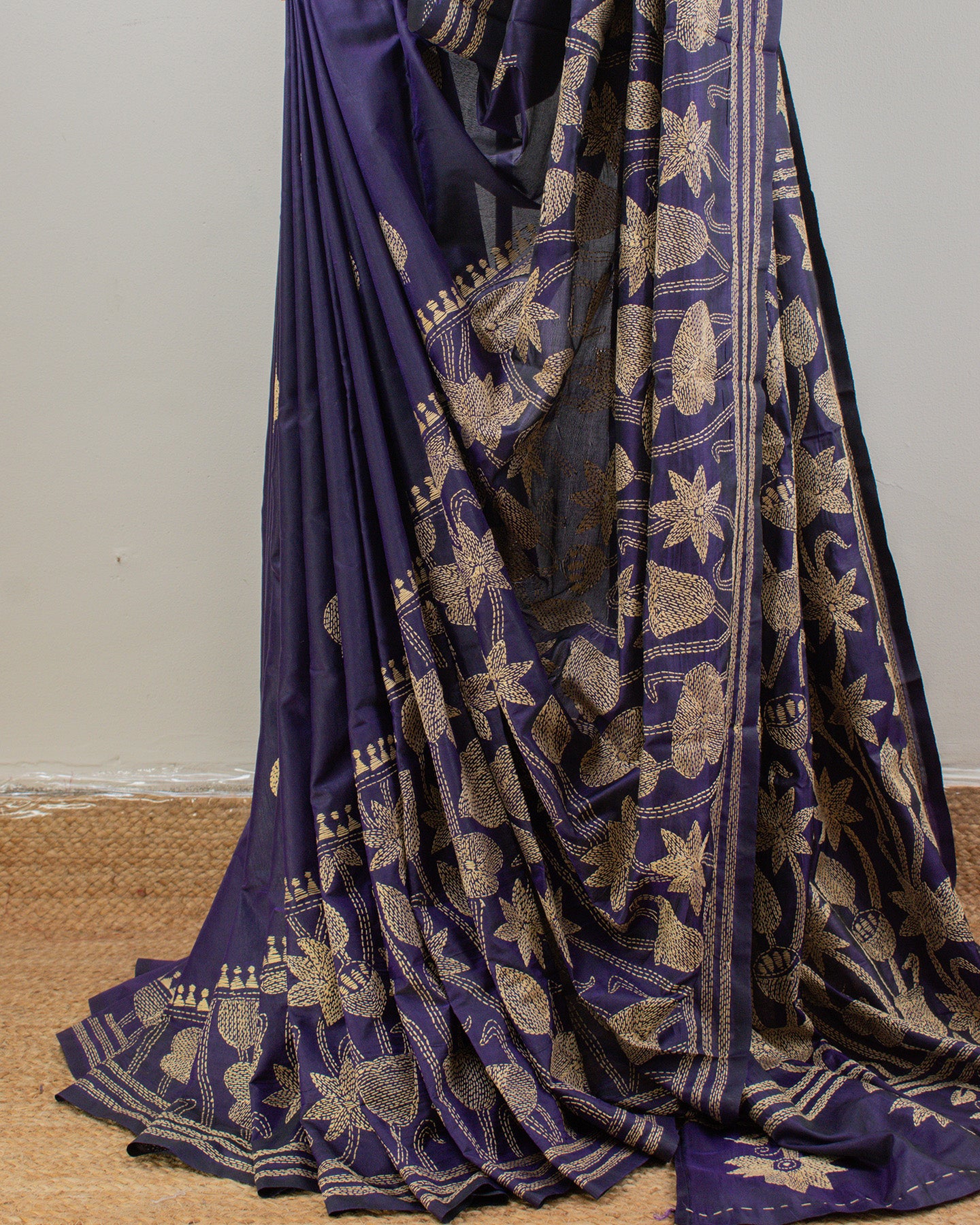 Kantha Blue Weaves Saree