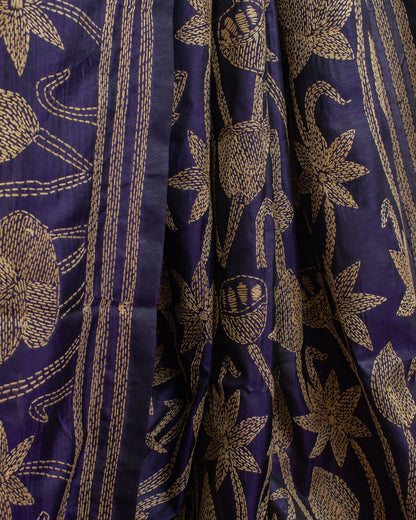 Kantha Blue Weaves Saree