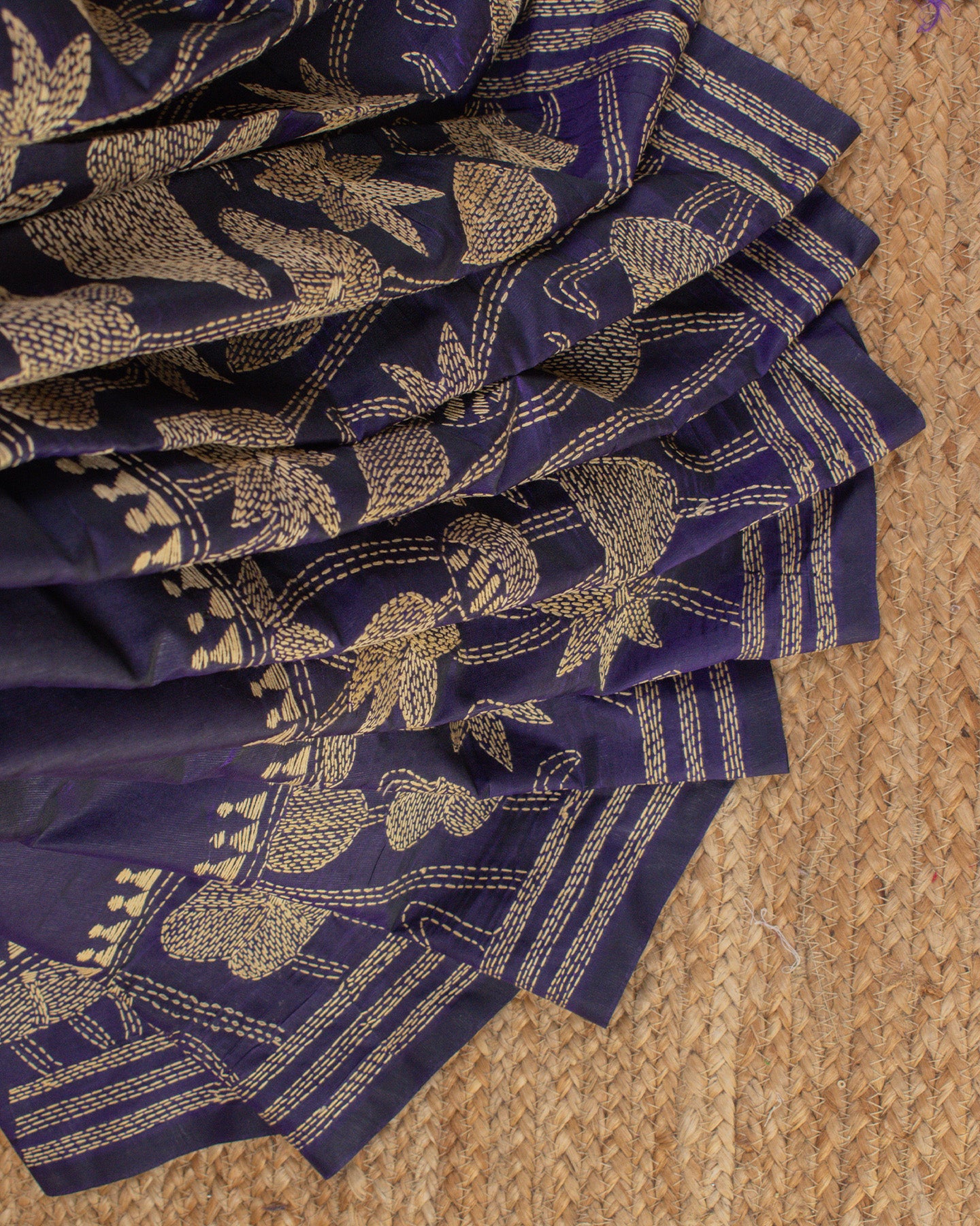 Kantha Blue Weaves Saree