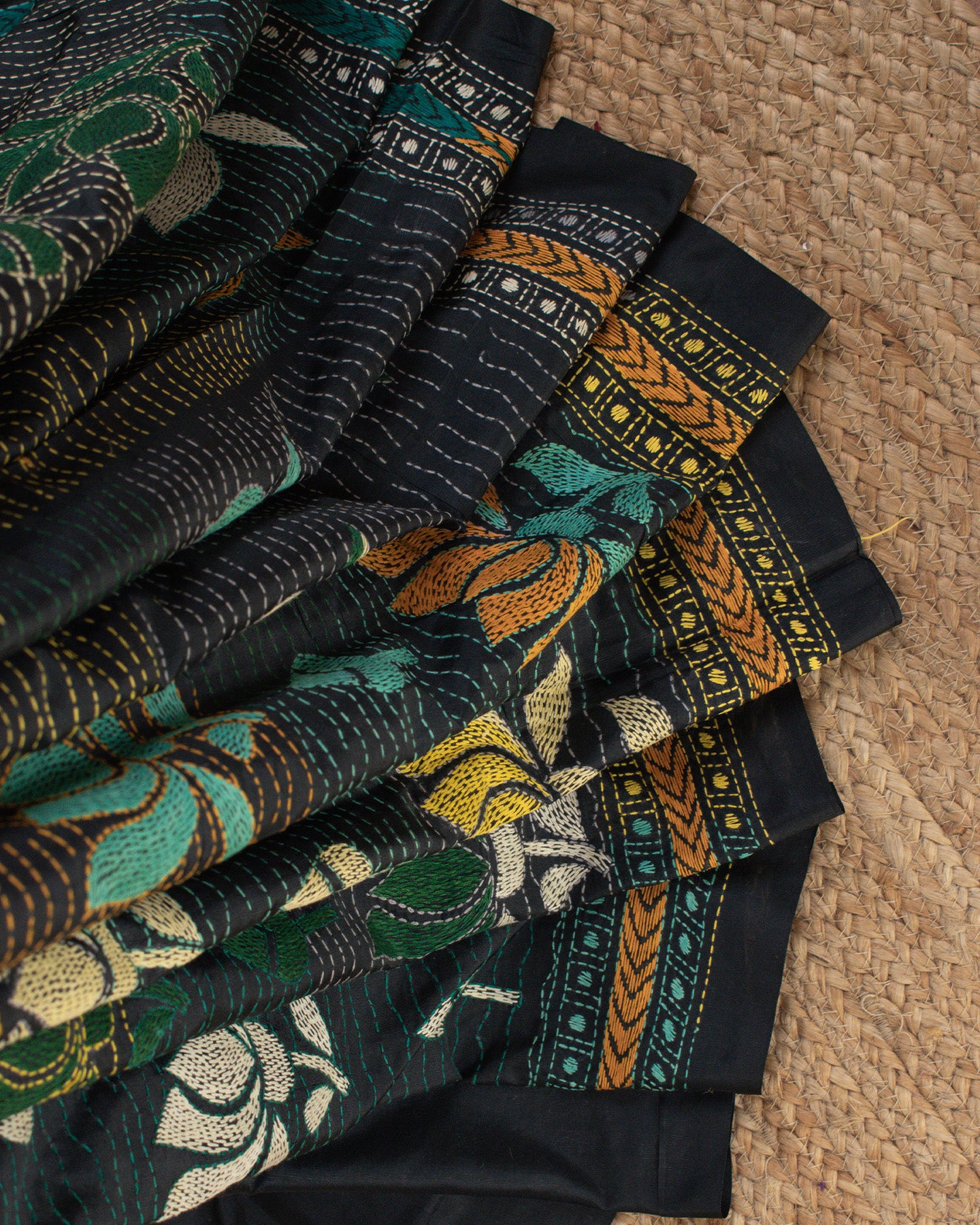 Kantha Floral Black Saree