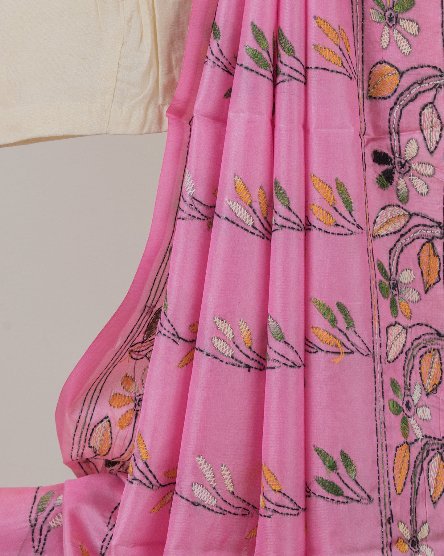 Kantha Floral Blush Saree