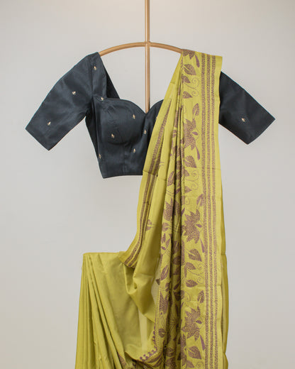 Kantha Floral Kiwi Saree