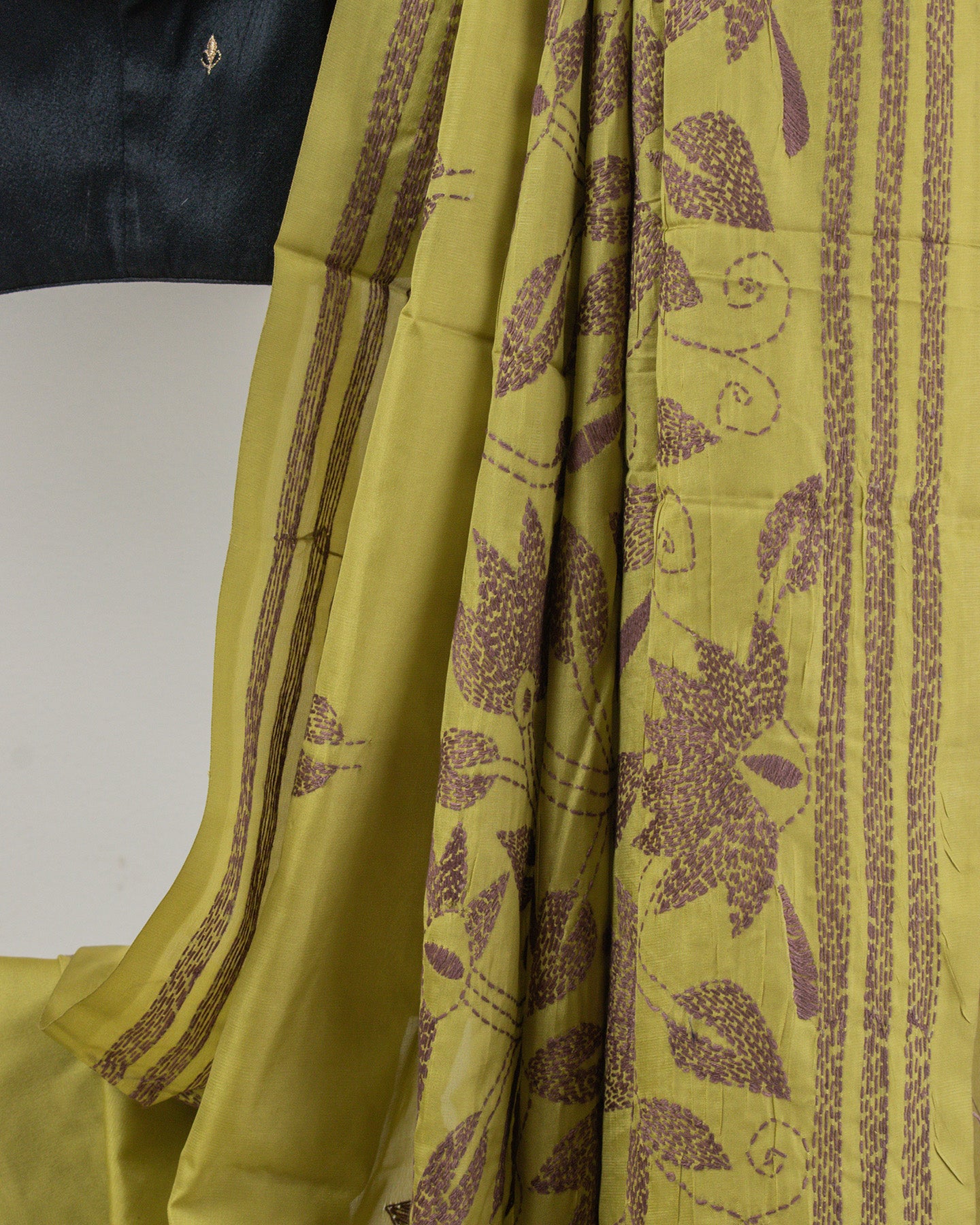 Kantha Floral Kiwi Saree