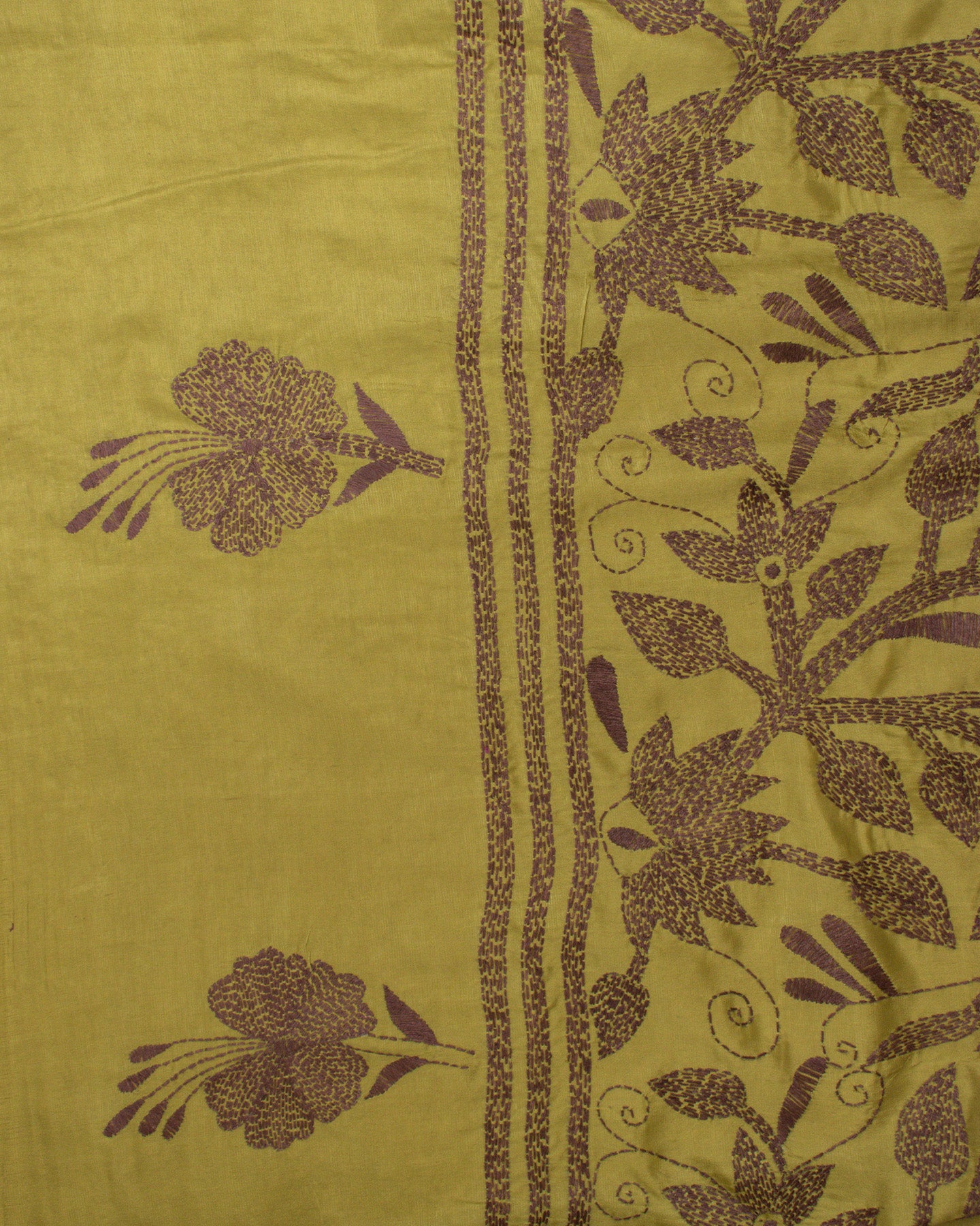 Kantha Floral Kiwi Saree