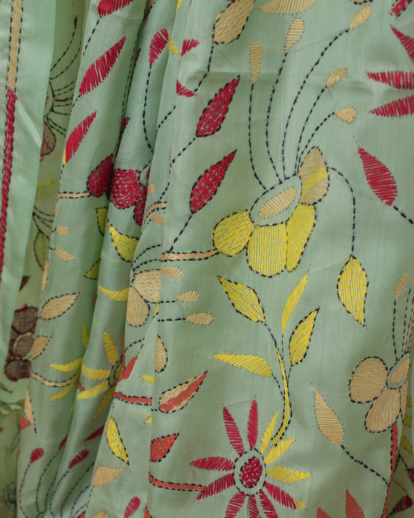 Kantha Floral Mint Saree
