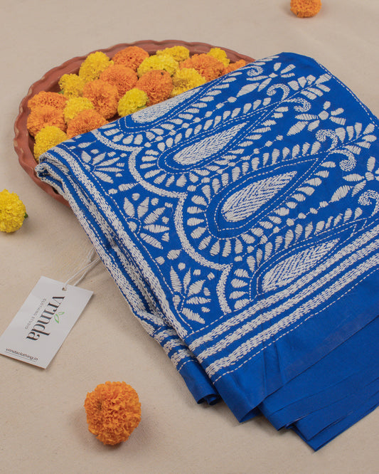Kantha Floral Indigo Saree