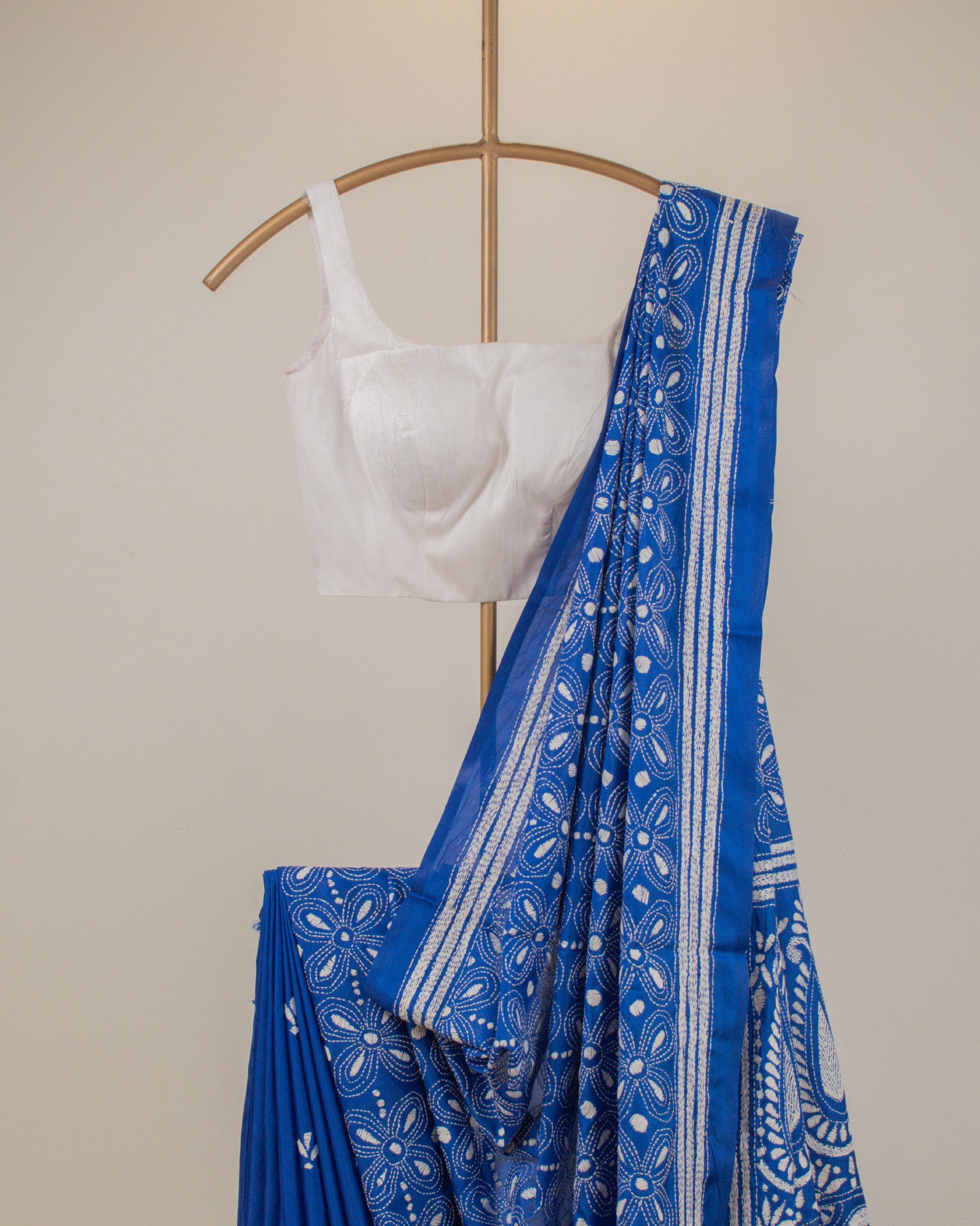 Kantha Floral Indigo Saree