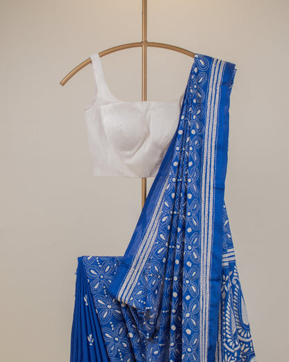 Kantha Floral Indigo Saree