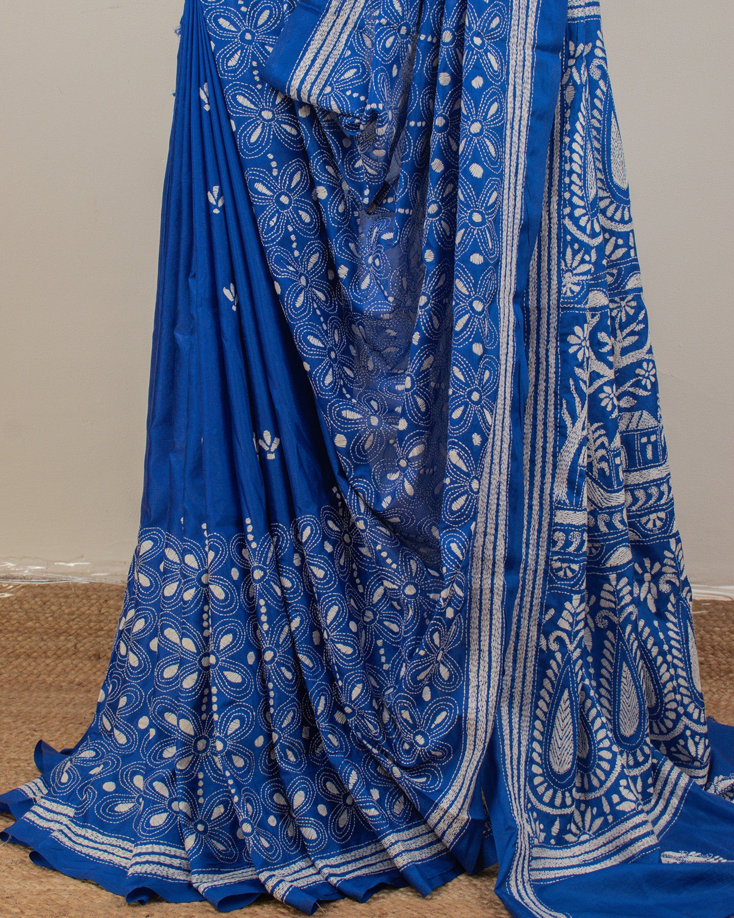 Kantha Floral Indigo Saree