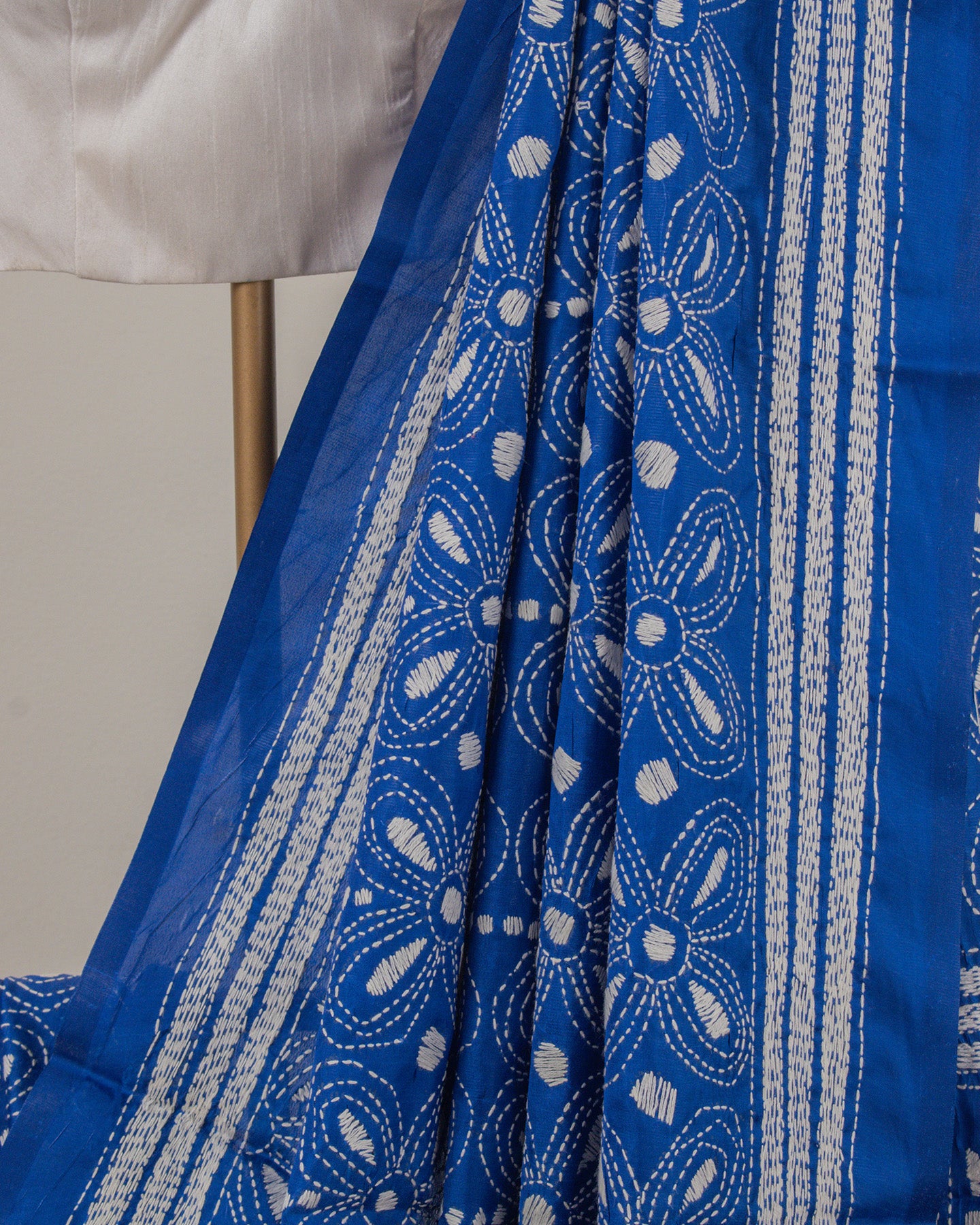 Kantha Floral Indigo Saree