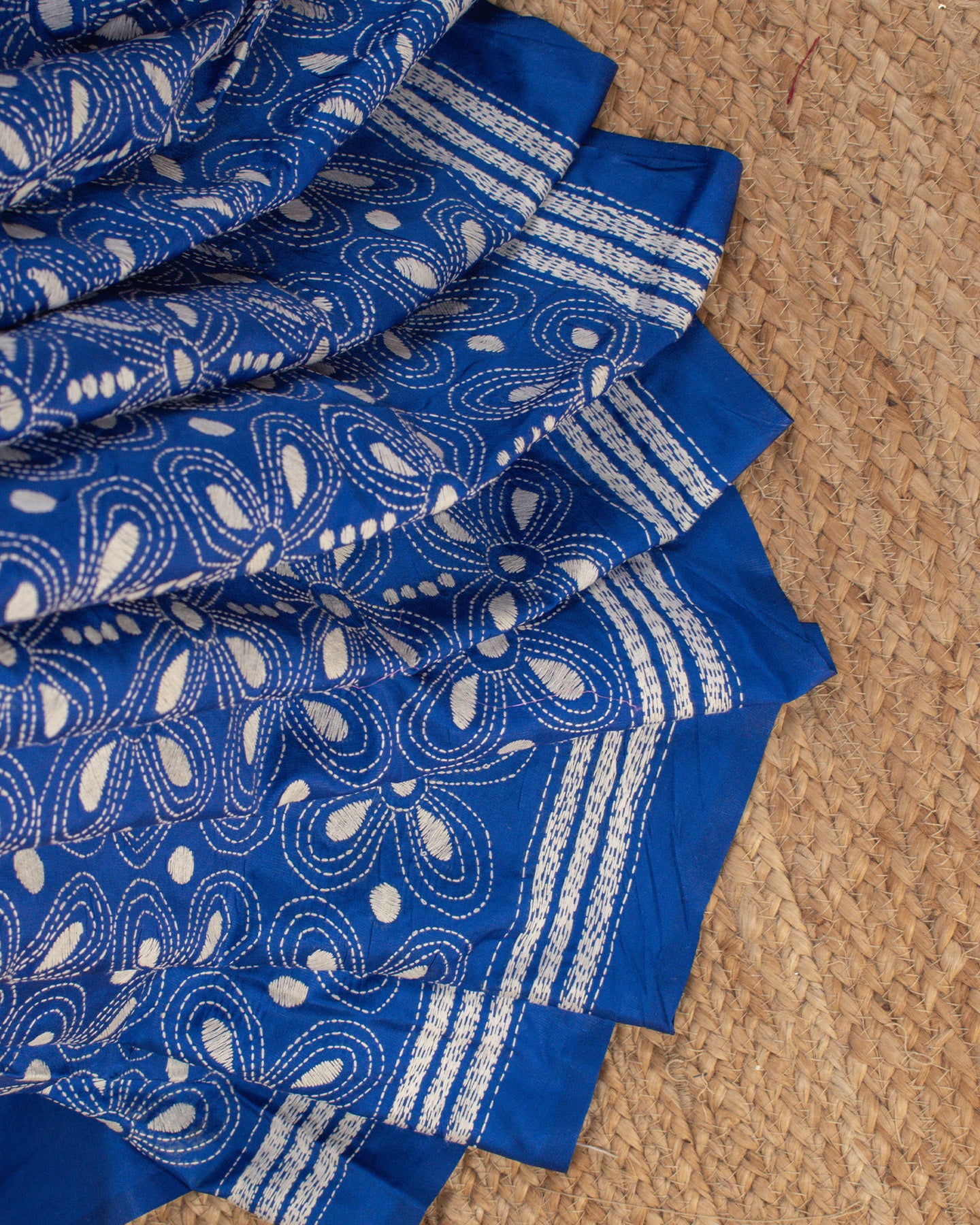 Kantha Floral Indigo Saree