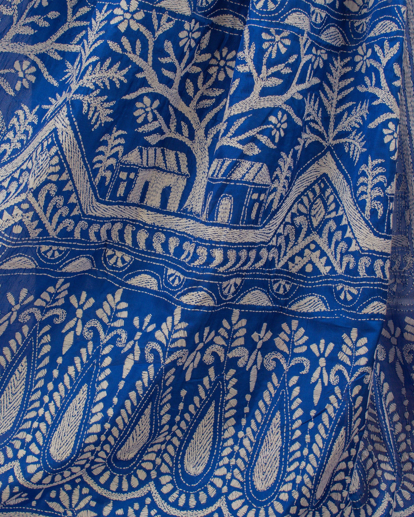 Kantha Floral Indigo Saree