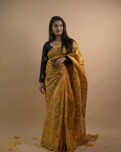 Kantha Jaal Mustard Saree