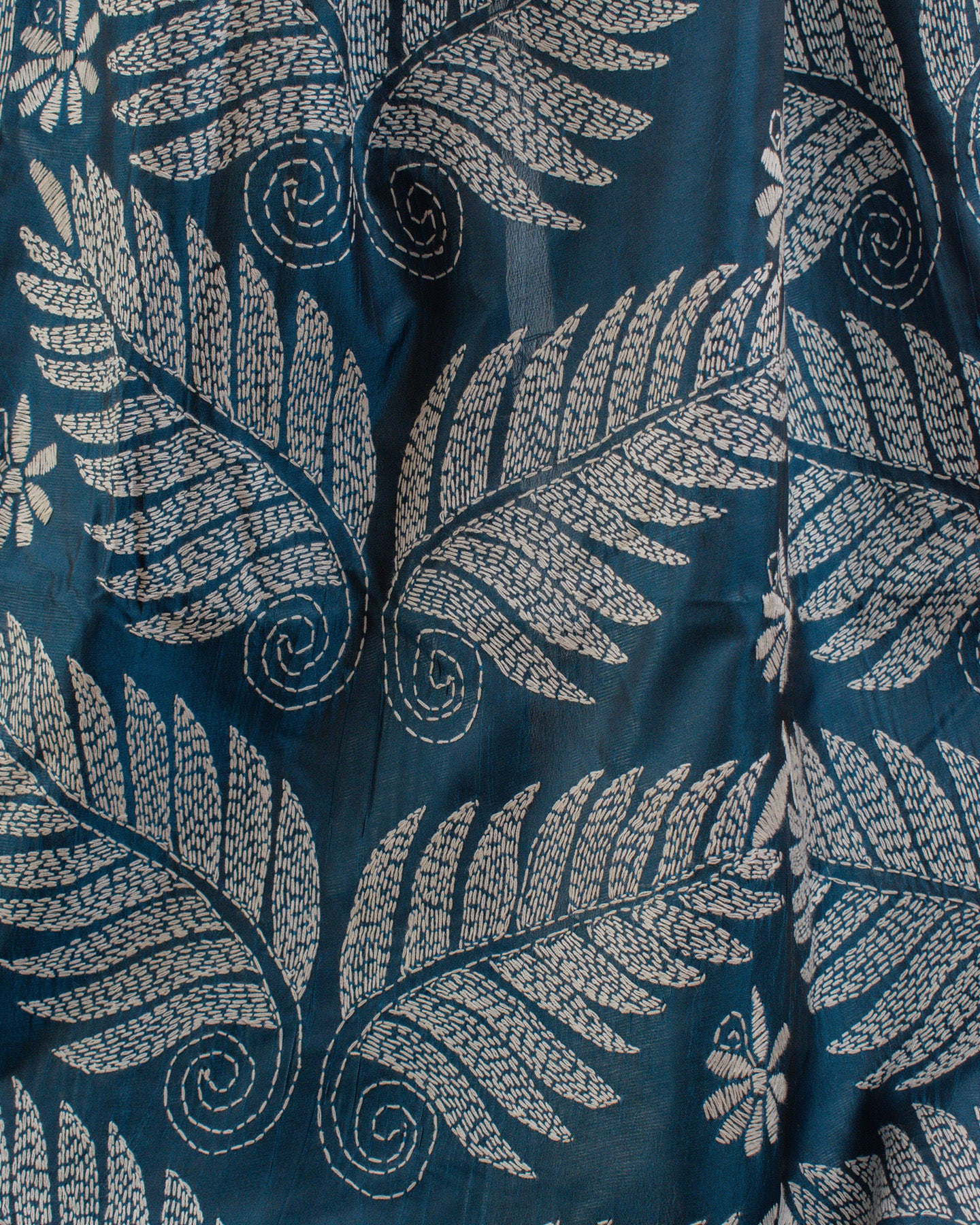 Kantha Teal Weaves Saree
