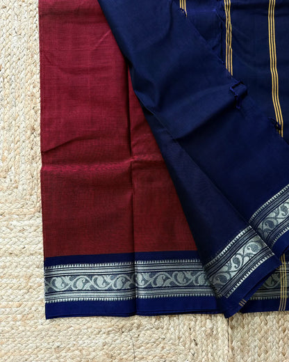 Latika Maroon Bengal Cotton Silk Saree