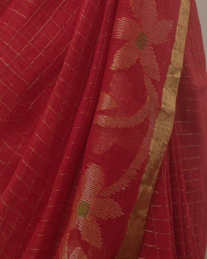 Madhavi Laal Linen Saree